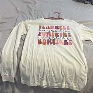 Cream Long Sleeve Holiday Tee